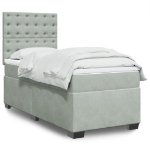Giroletto a Molle con Materasso Grigio Chiaro 90x200 cm Velluto