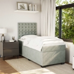 Giroletto a Molle con Materasso Grigio Chiaro 90x200 cm Velluto