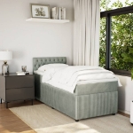 Giroletto a Molle con Materasso Grigio Chiaro 90x200 cm Velluto