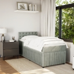Giroletto a Molle con Materasso Grigio Chiaro 90x200 cm Velluto
