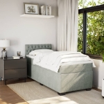 Giroletto a Molle con Materasso Grigio Chiaro 90x200 cm Velluto