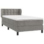 Giroletto a Molle con Materasso Grigio Chiaro 90x200 cm Velluto