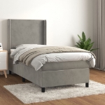 Giroletto a Molle con Materasso Grigio Chiaro 90x200 cm Velluto