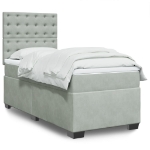Giroletto a Molle con Materasso Grigio Chiaro 90x200 cm Velluto