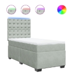 Giroletto a Molle con Materasso Grigio Chiaro 90x200 cm Velluto