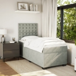 Giroletto a Molle con Materasso Grigio Chiaro 90x200 cm Velluto