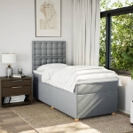 Giroletto a Molle con Materasso Grigio Chiaro100x200 cm Tessuto