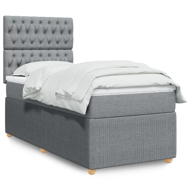Giroletto a Molle con Materasso Grigio Chiaro100x200 cm Tessuto