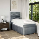 Giroletto a Molle con Materasso Grigio Chiaro100x200 cm Tessuto