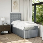 Giroletto a Molle con Materasso Grigio Chiaro100x200 cm Tessuto