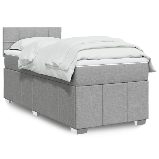 Giroletto a Molle con Materasso Grigio Chiaro100x200 cm Tessuto