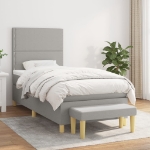Giroletto a Molle con Materasso Grigio Chiaro100x200 cm Tessuto