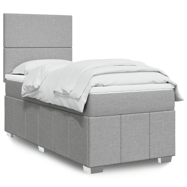Giroletto a Molle con Materasso Grigio Chiaro100x200 cm Tessuto