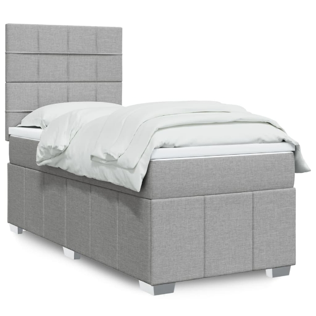 Giroletto a Molle con Materasso Grigio Chiaro100x200 cm Tessuto