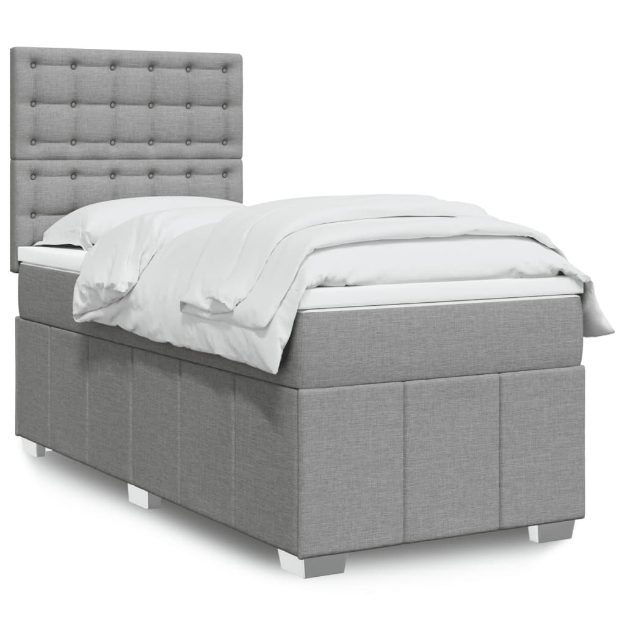 Giroletto a Molle con Materasso Grigio Chiaro100x200 cm Tessuto