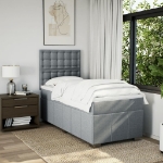 Giroletto a Molle con Materasso Grigio Chiaro100x200 cm Tessuto