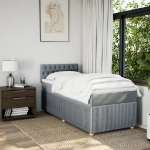 Giroletto a Molle con Materasso Grigio Chiaro100x200 cm Tessuto