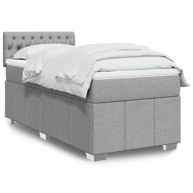 Giroletto a Molle con Materasso Grigio Chiaro100x200 cm Tessuto