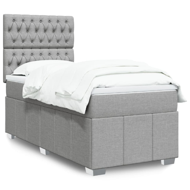 Giroletto a Molle con Materasso Grigio Chiaro100x200 cm Tessuto