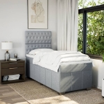 Giroletto a Molle con Materasso Grigio Chiaro100x200 cm Tessuto