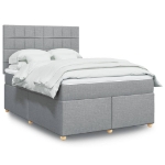 Giroletto a Molle con Materasso Grigio Chiaro160x200 cm Tessuto