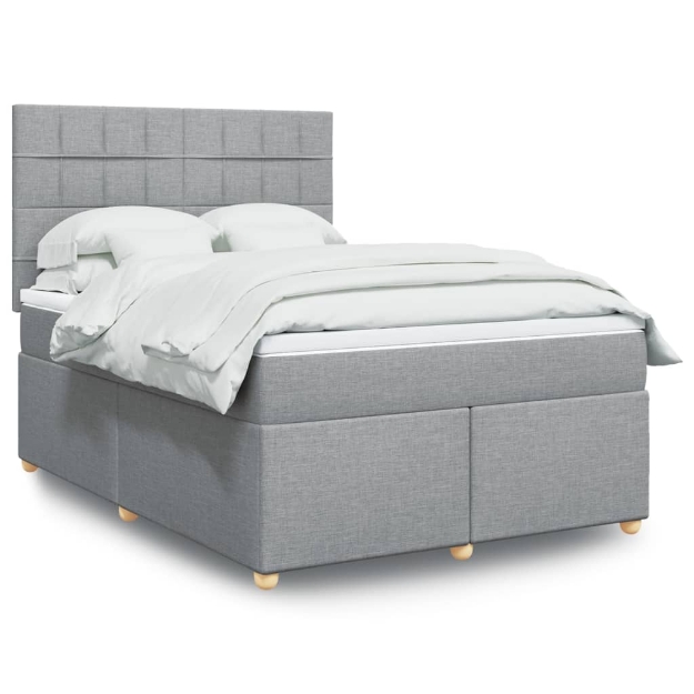 Giroletto a Molle con Materasso Grigio Chiaro160x200 cm Tessuto