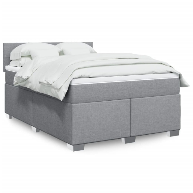 Giroletto a Molle con Materasso Grigio Chiaro160x200 cm Tessuto