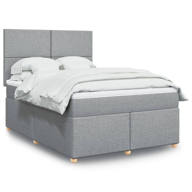 Giroletto a Molle con Materasso Grigio Chiaro160x200 cm Tessuto
