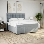 Giroletto a Molle con Materasso Grigio Chiaro180x200 cm Tessuto