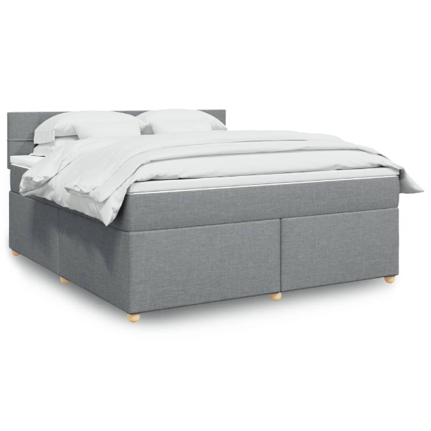 Giroletto a Molle con Materasso Grigio Chiaro180x200 cm Tessuto