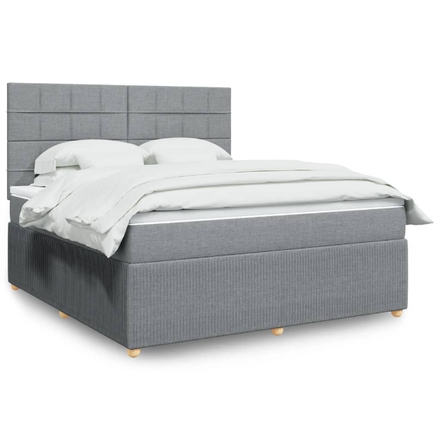 Giroletto a Molle con Materasso Grigio Chiaro180x200 cm Tessuto