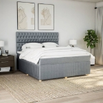 Giroletto a Molle con Materasso Grigio Chiaro180x200 cm Tessuto