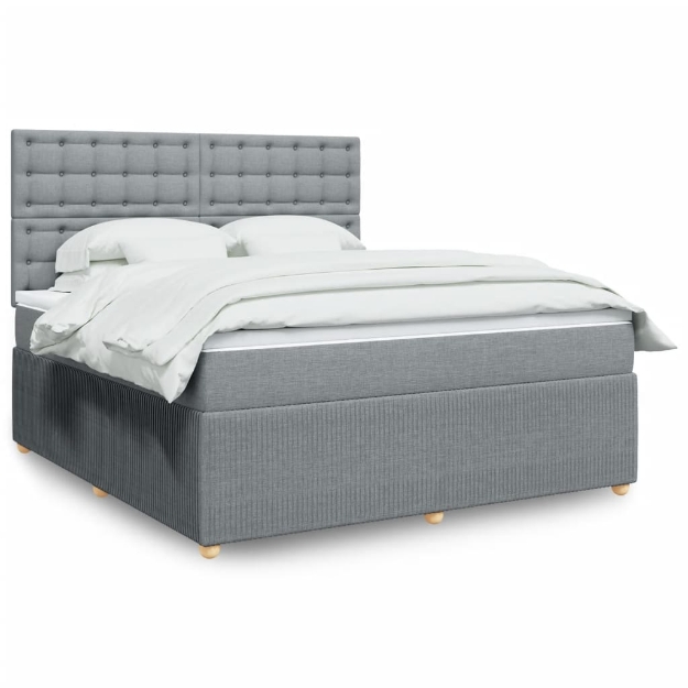 Giroletto a Molle con Materasso Grigio Chiaro180x200 cm Tessuto