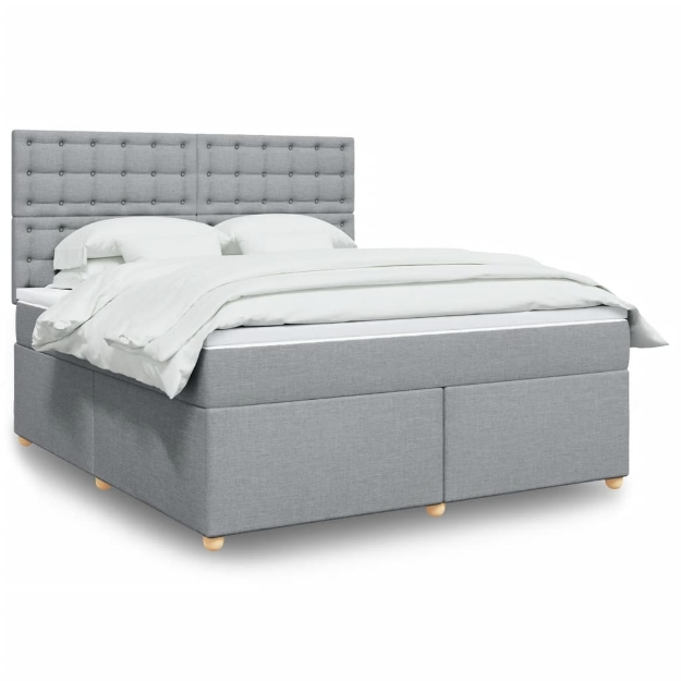 Giroletto a Molle con Materasso Grigio Chiaro180x200 cm Tessuto