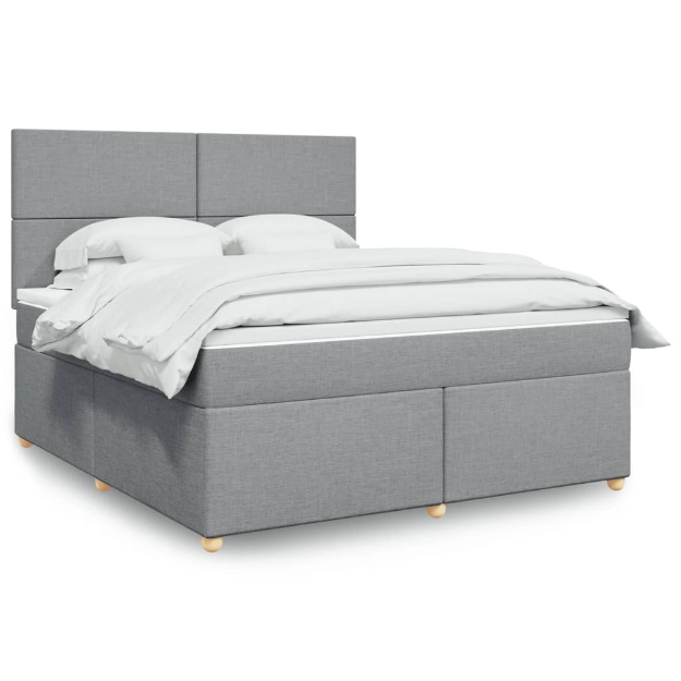 Giroletto a Molle con Materasso Grigio Chiaro180x200 cm Tessuto