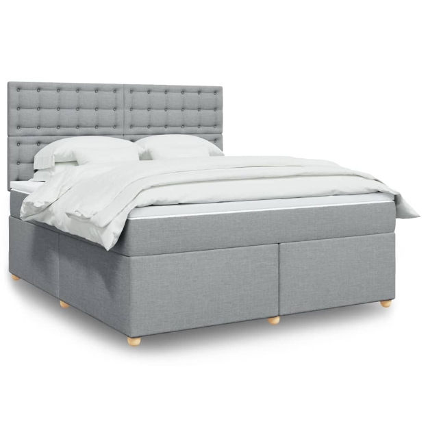 Giroletto a Molle con Materasso Grigio Chiaro180x200 cm Tessuto