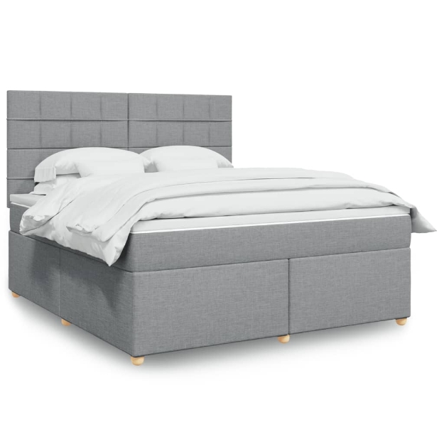 Giroletto a Molle con Materasso Grigio Chiaro180x200 cm Tessuto