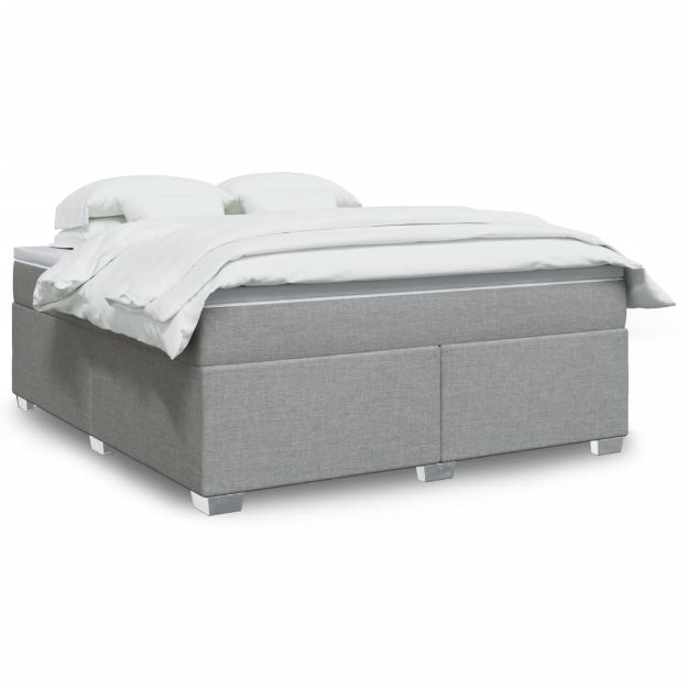 Giroletto a Molle con Materasso Grigio Chiaro180x200 cm Tessuto