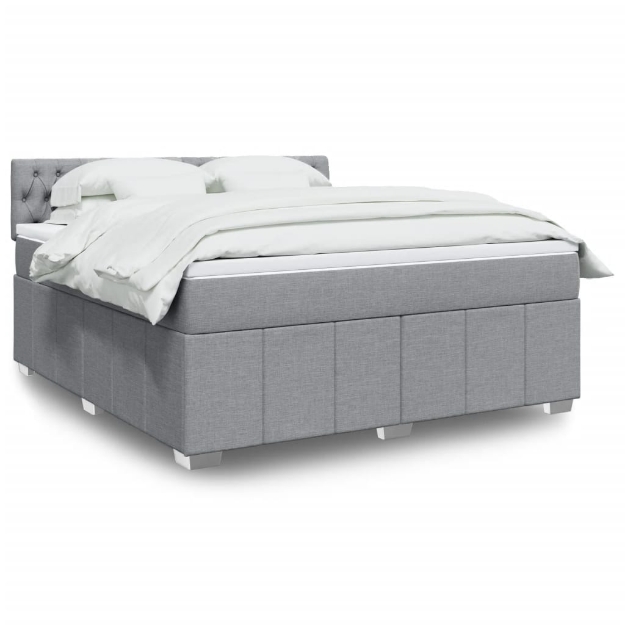 Giroletto a Molle con Materasso Grigio Chiaro180x200 cm Tessuto