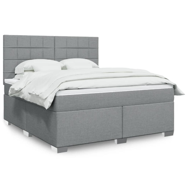 Giroletto a Molle con Materasso Grigio Chiaro180x200 cm Tessuto