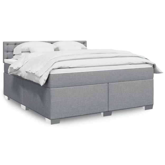 Giroletto a Molle con Materasso Grigio Chiaro180x200 cm Tessuto