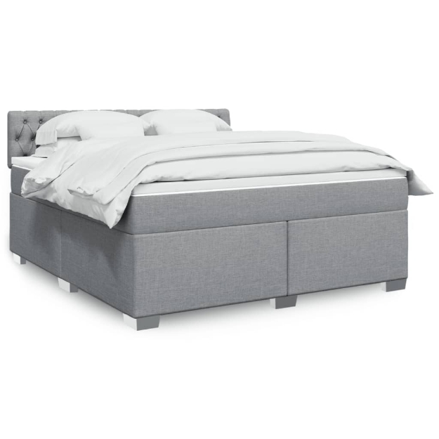 Giroletto a Molle con Materasso Grigio Chiaro180x200 cm Tessuto