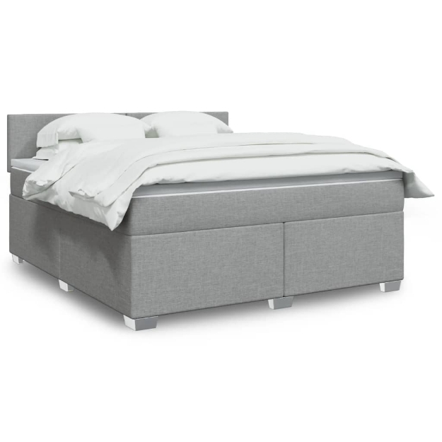 Giroletto a Molle con Materasso Grigio Chiaro180x200 cm Tessuto