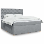 Giroletto a Molle con Materasso Grigio Chiaro180x200 cm Tessuto