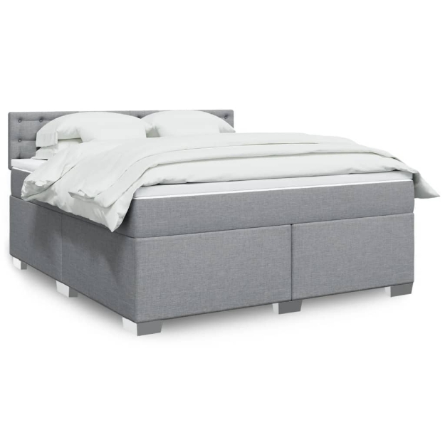 Giroletto a Molle con Materasso Grigio Chiaro180x200 cm Tessuto