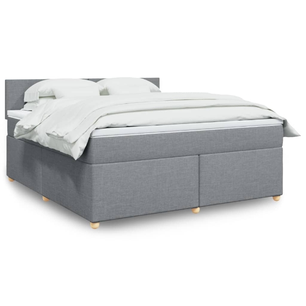 Giroletto a Molle con Materasso Grigio Chiaro180x200 cm Tessuto