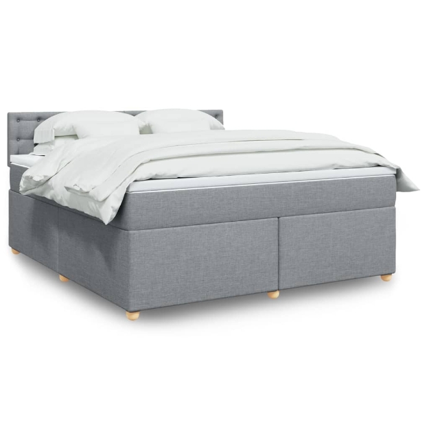 Giroletto a Molle con Materasso Grigio Chiaro180x200 cm Tessuto