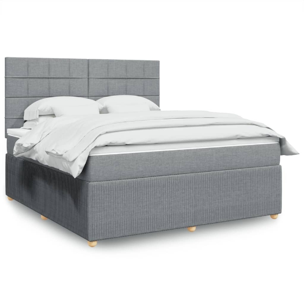 Giroletto a Molle con Materasso Grigio Chiaro180x200 cm Tessuto