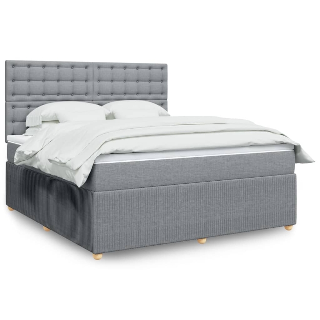 Giroletto a Molle con Materasso Grigio Chiaro180x200 cm Tessuto