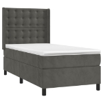 Giroletto a Molle con Materasso Grigio Scuro 100x200 cm Velluto